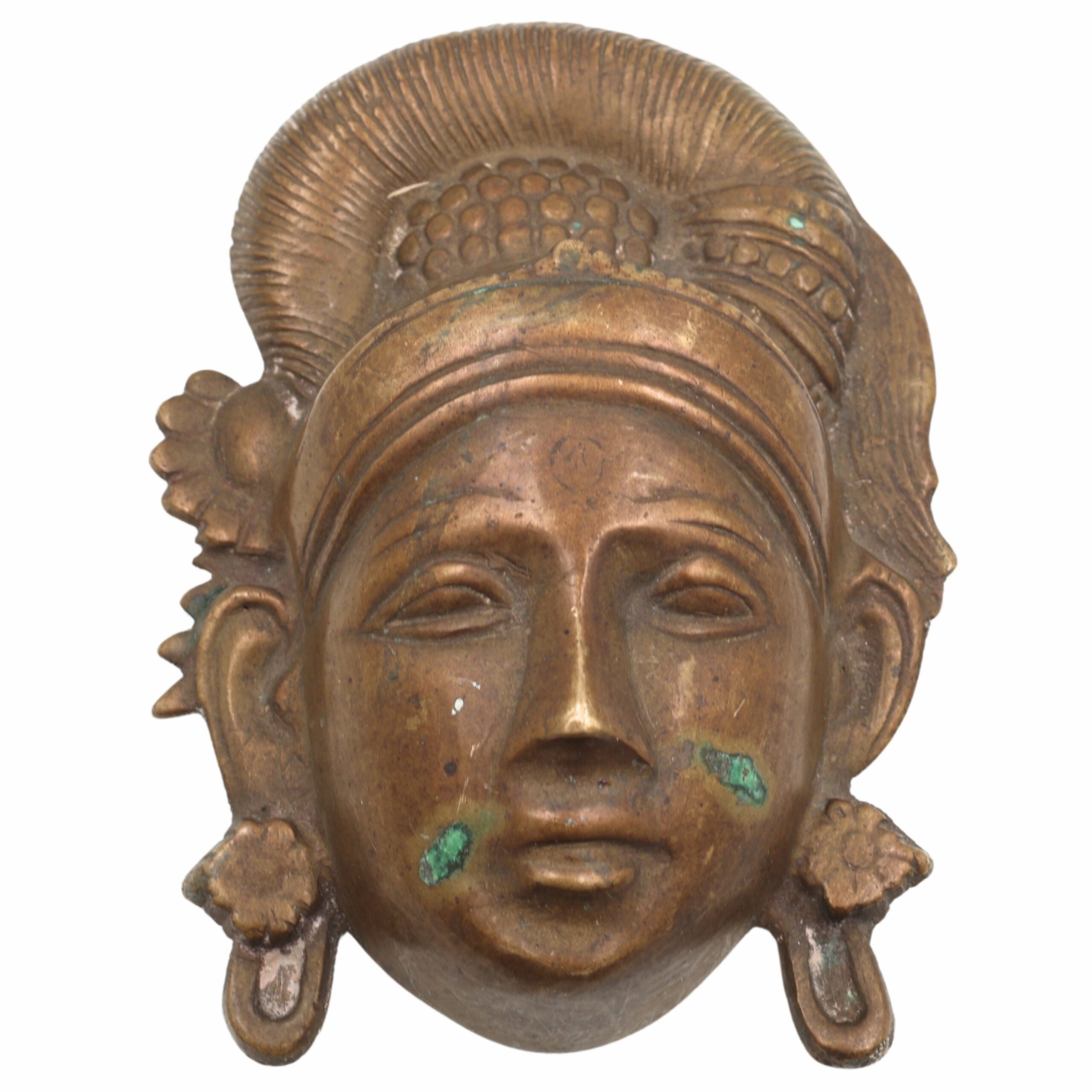 Bhunes Brass Vintage Hindu Deity Antique Face – Handcrafted Brass Divine Idol For Home & Temple Décor,Gold, 6 Inch, 1 Piece
