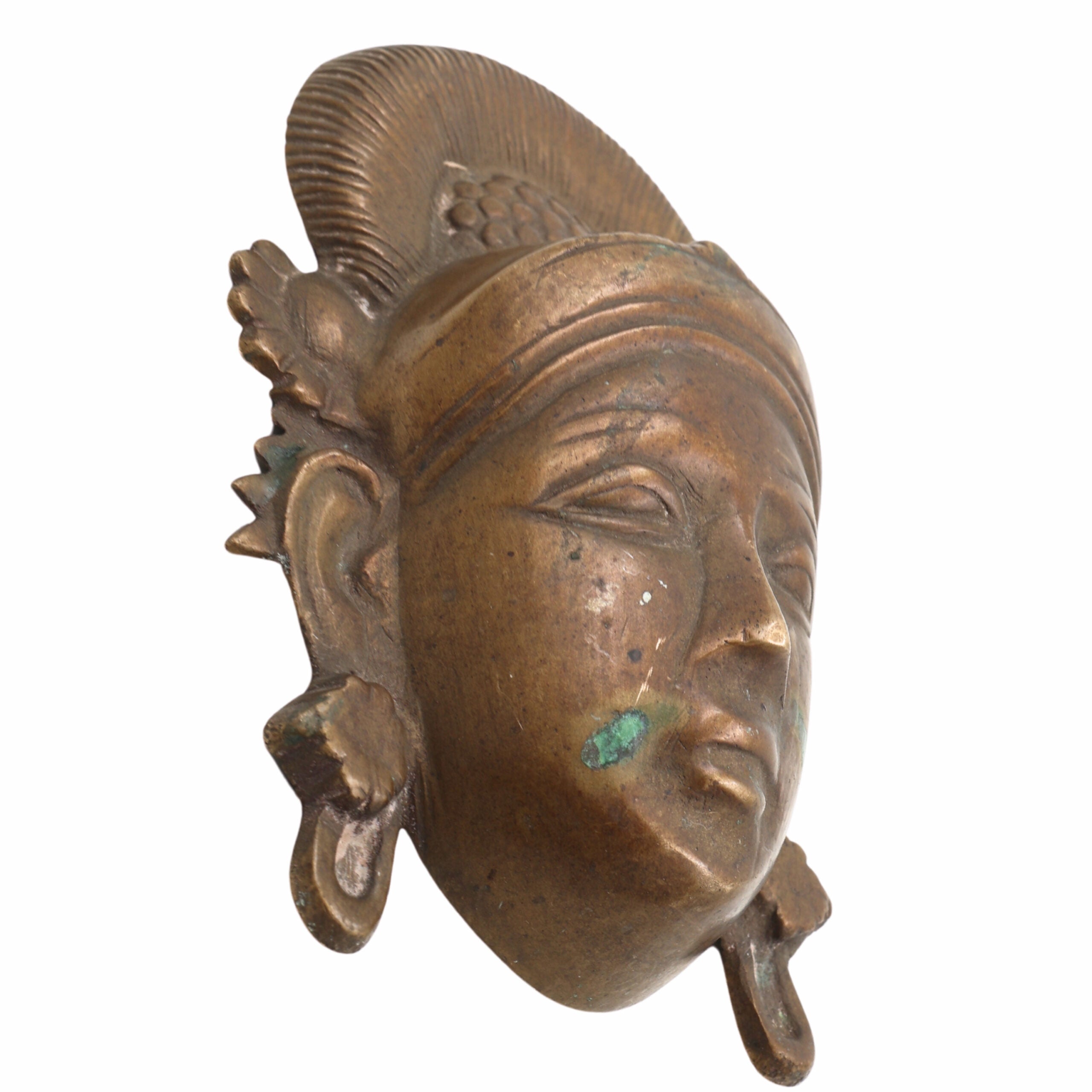 Bhunes Brass Vintage Hindu Deity Antique Face – Handcrafted Brass Divine Idol For Home & Temple Décor,Gold, 6 Inch, 1 Piece