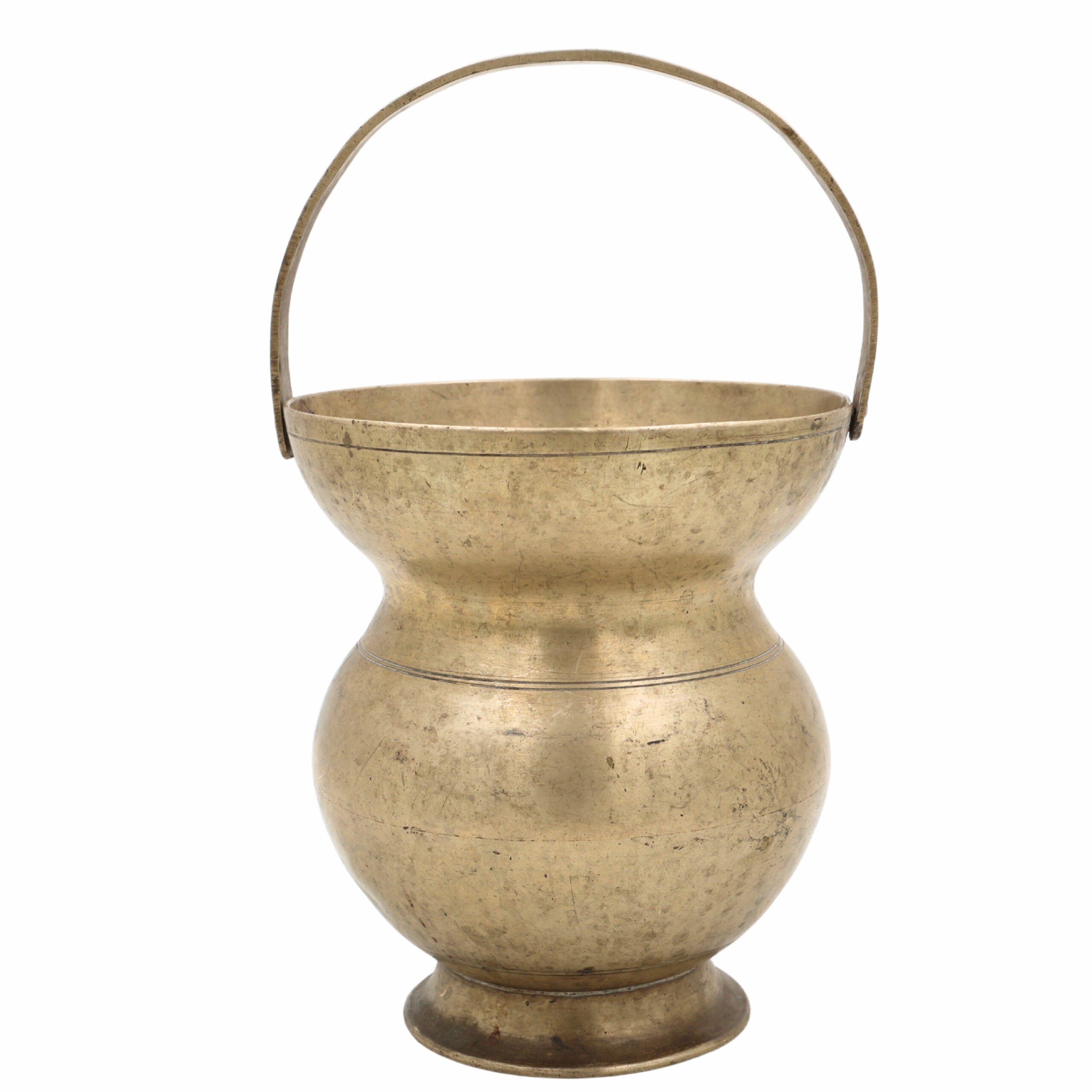 Handcrafted Brass Kamandal | Antique Pital Kamandalu Kalash for Ganga Jal, Pooja, Rishi-Sanyasi Use, Spiritual Tamba Lota, Hindu Vedic Water Pot,Gold, 6.5 Inch, 1 Piece