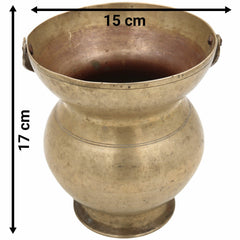 Handcrafted Brass Kamandal | Antique Pital Kamandalu Kalash for Ganga Jal, Pooja, Rishi-Sanyasi Use, Spiritual Tamba Lota, Hindu Vedic Water Pot,Gold, 6.5 Inch, 1 Piece
