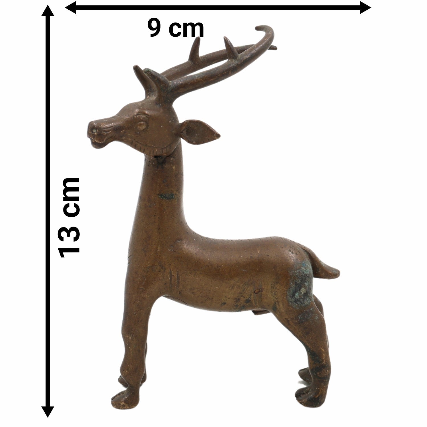 Brass Handcrafted Deer Idol – Mrig, Harin, Chital Murti, Pital / Pittal Sculpture for Home, Office & Mandir Decor,Brown, 5 Inch, 1 Piece