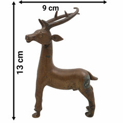 Brass Handcrafted Deer Idol – Mrig, Harin, Chital Murti, Pital / Pittal Sculpture for Home, Office & Mandir Decor,Brown, 5 Inch, 1 Piece