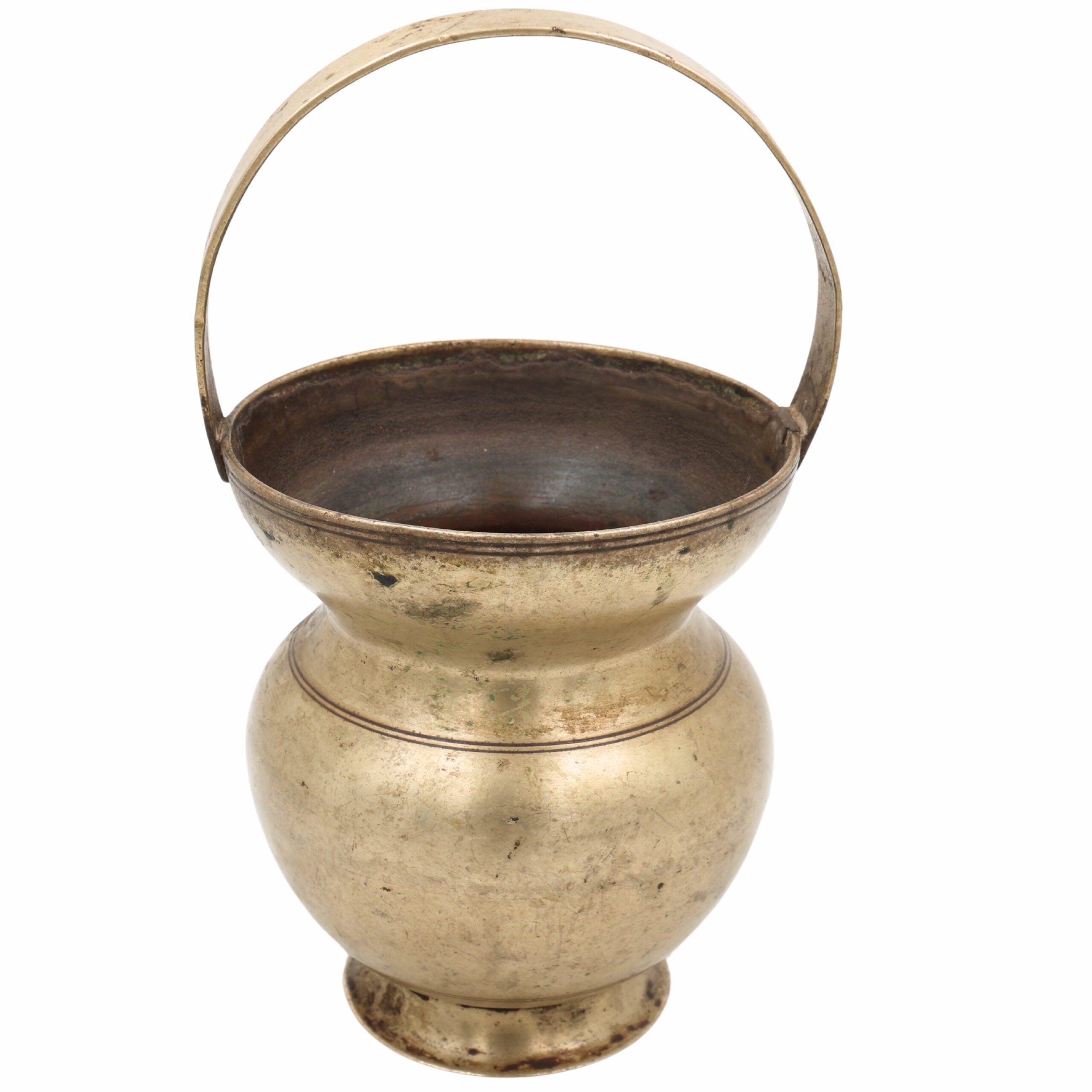 Brass Kamandalu Kalash | Antique Peetal Kamandal Gangajali for Pooja, Rishi Muni Sadhu Rituals & Temple Decor,Gold, 10 Inch, 1 Piece