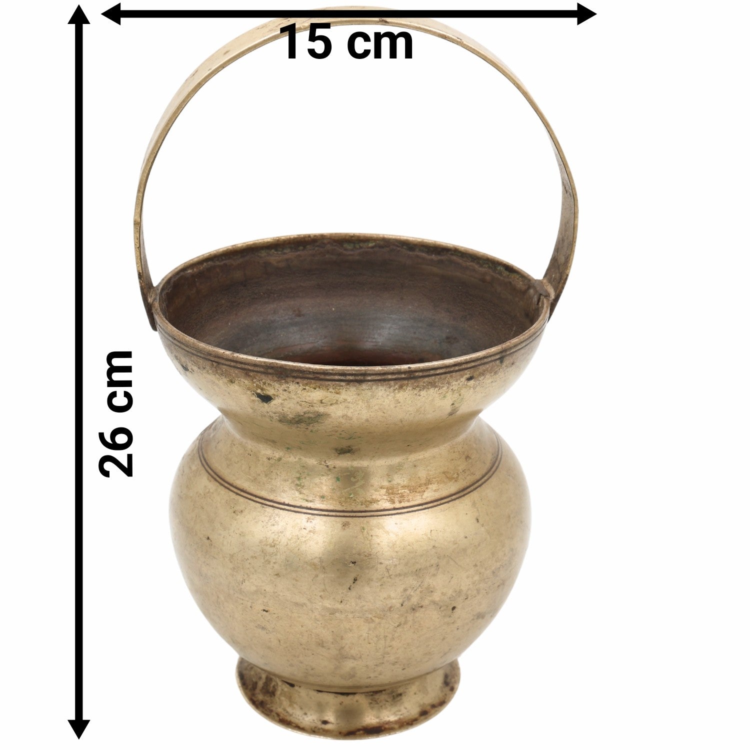 Brass Kamandalu Kalash | Antique Peetal Kamandal Gangajali for Pooja, Rishi Muni Sadhu Rituals & Temple Decor,Gold, 10 Inch, 1 Piece