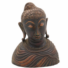Handcrafted Brass Gautam Buddha Face Idol – Shakyamuni Buddha Murti for Home, Pooja, Meditation, Vastu & Spiritual Decor,Brown, 8.5 Inch, 1 Piece