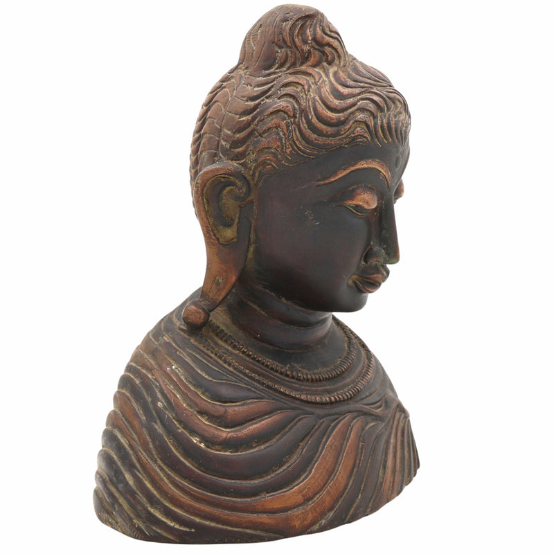 Handcrafted Brass Gautam Buddha Face Idol – Shakyamuni Buddha Murti for Home, Pooja, Meditation, Vastu & Spiritual Decor,Brown, 8.5 Inch, 1 Piece