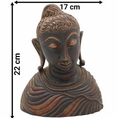 Handcrafted Brass Gautam Buddha Face Idol – Shakyamuni Buddha Murti for Home, Pooja, Meditation, Vastu & Spiritual Decor,Brown, 8.5 Inch, 1 Piece