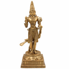 Brass Lord Murugan Idol – Karthikeya | Skanda | Subramanya | Vel Murugan Statue for Home Temple & Pooja Decor,Gold, 15.5 Inch, 1 Piece