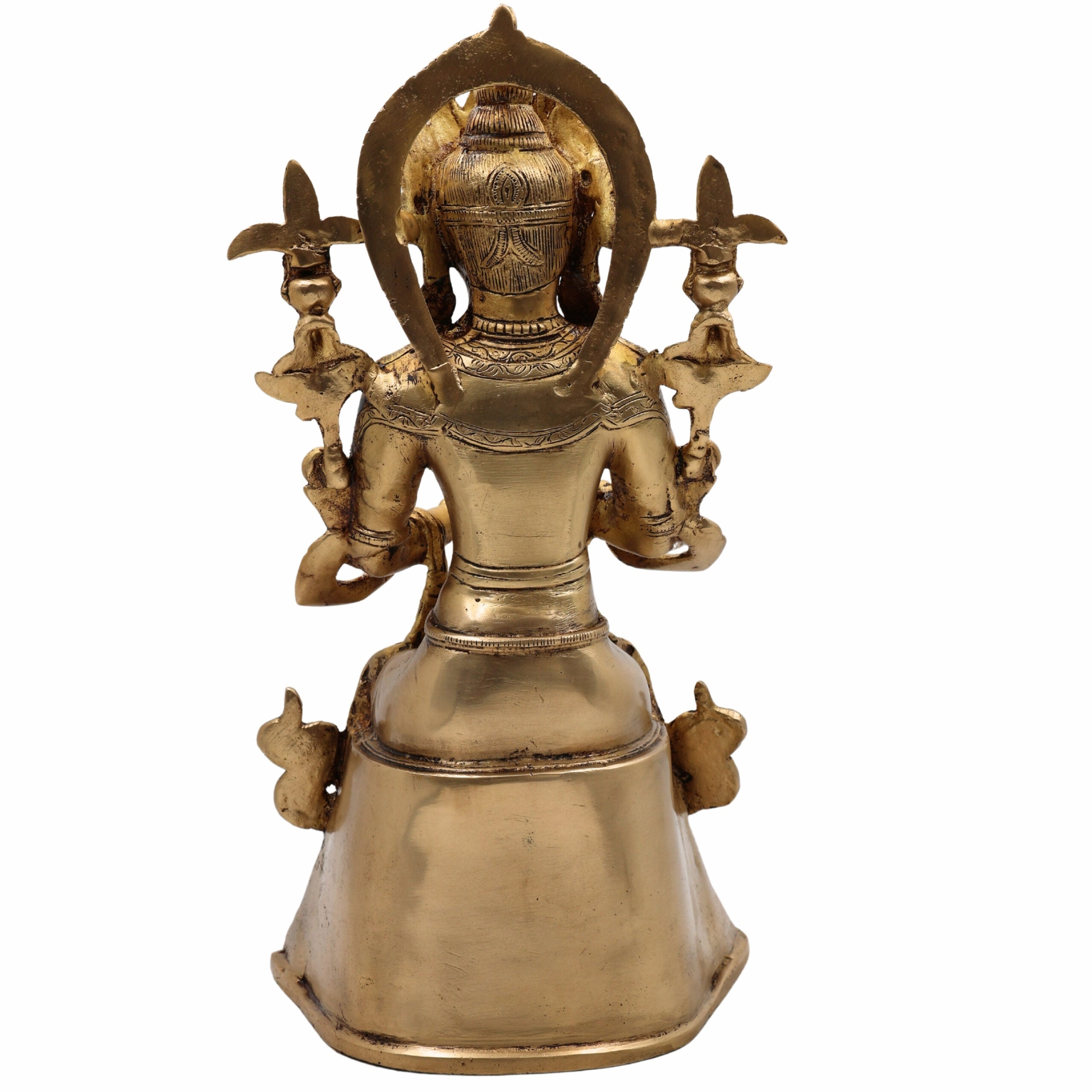 Brass Lokeshwar Idol | Avalokiteshvara Padmapani Manjushri Statue | Buddhist Bodhisattva Murti for Home Temple, Pooja & Decor,Gold, 14 Inch, 1 Piece