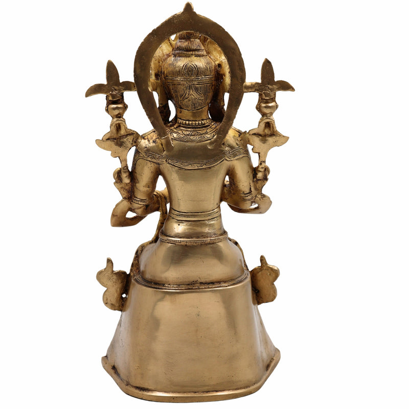 Brass Lokeshwar Idol | Avalokiteshvara Padmapani Manjushri Statue | Buddhist Bodhisattva Murti for Home Temple, Pooja & Decor,Gold, 14 Inch, 1 Piece