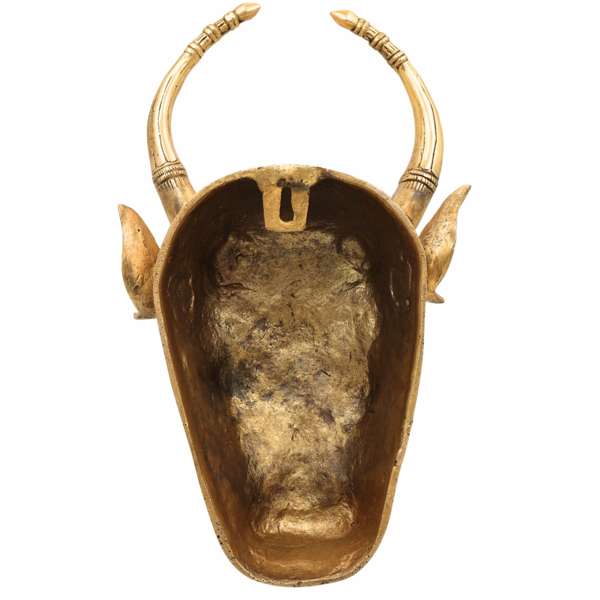 Handcrafted Brass Nandi Bull Face Wall Hanging | Vrishabha Basava Nandikeshwara Sculpture for Temple, Pooja Room & Vastu Decor,Gold, 13 Inch, 1 Piece