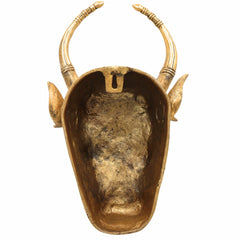 Handcrafted Brass Nandi Bull Face Wall Hanging | Vrishabha Basava Nandikeshwara Sculpture for Temple, Pooja Room & Vastu Decor,Gold, 13 Inch, 1 Piece