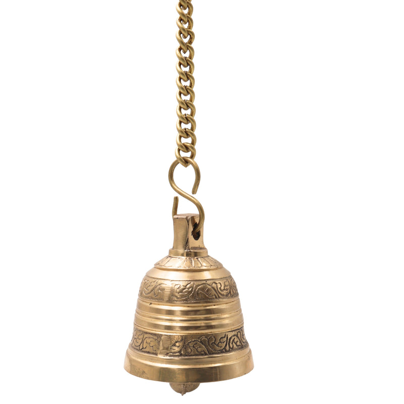 Bhunes Brass Hanging Pooja Bell, Handcrafted Temple Ghanti For Home, Mandir & Auspicious Rituals,Gold, 3 Inch, 1 Piece