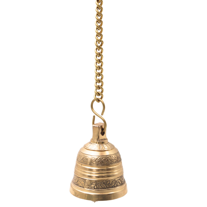 Bhunes Brass Hanging Pooja Bell, Handcrafted Temple Ghanti For Home, Mandir & Auspicious Rituals,Gold, 3 Inch, 1 Piece