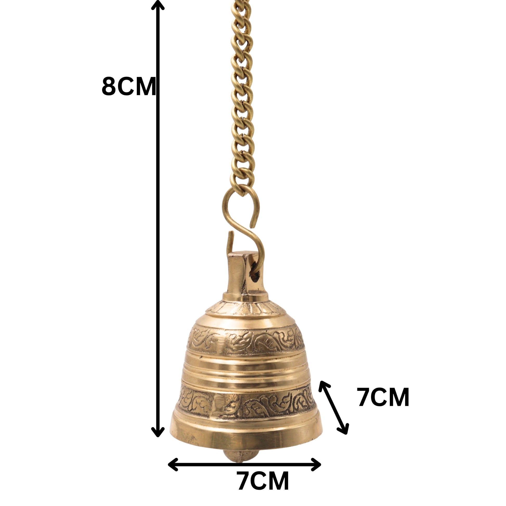 Bhunes Brass Hanging Pooja Bell, Handcrafted Temple Ghanti For Home, Mandir & Auspicious Rituals,Gold, 3 Inch, 1 Piece