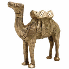 Handcrafted Brass Camel Idol, Rajasthani Desert Camel Statue, Pushkar Camel Figurine, Antique Peetal Murti for Home Décor & Gifting,Gold, 5.5 Inch, 1 Piece