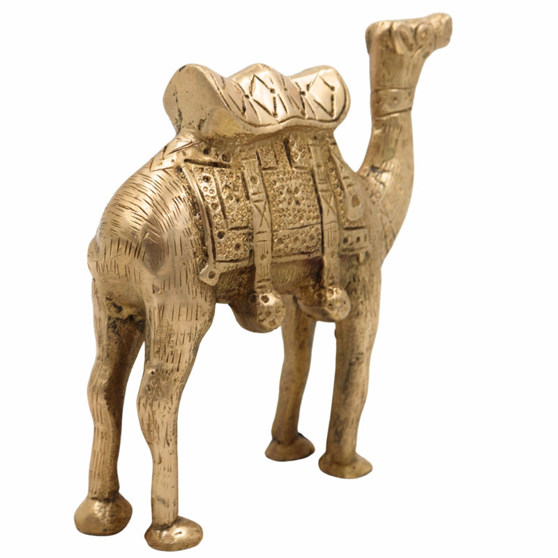 Handcrafted Brass Camel Idol, Rajasthani Desert Camel Statue, Pushkar Camel Figurine, Antique Peetal Murti for Home Décor & Gifting,Gold, 5.5 Inch, 1 Piece