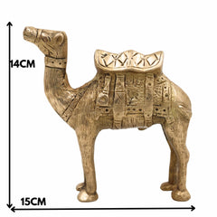 Handcrafted Brass Camel Idol, Rajasthani Desert Camel Statue, Pushkar Camel Figurine, Antique Peetal Murti for Home Décor & Gifting,Gold, 5.5 Inch, 1 Piece