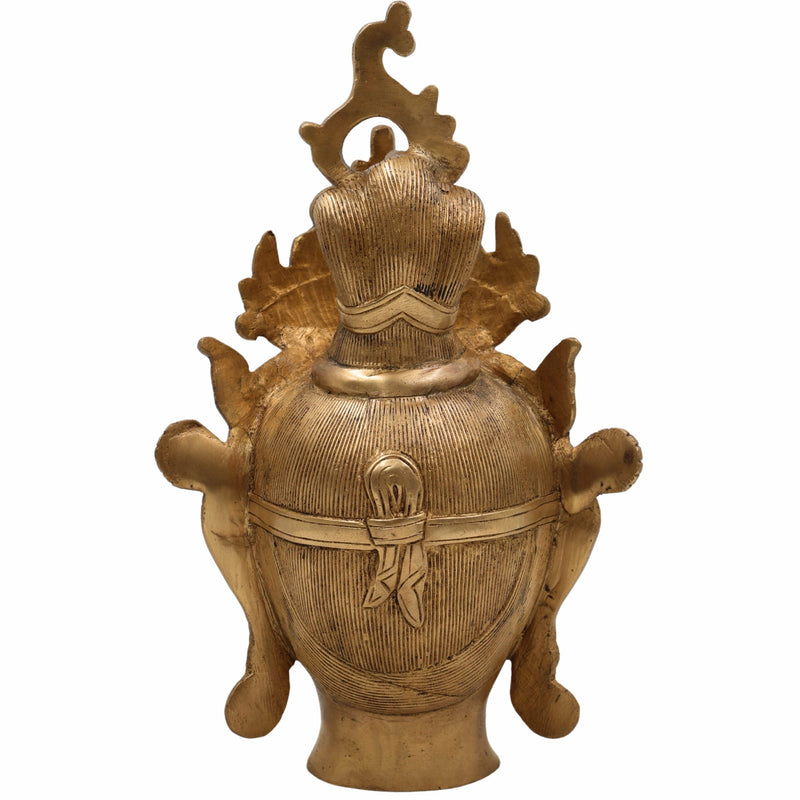 Brass Tara Maa Face Wall Hanging Idol, Ugra Tara, Durga, Neela Saraswati, Mahavidya Devi Sculpture for Home, Temple & Pooja Decor,Gold, 11.5 Inch, 1 Piece