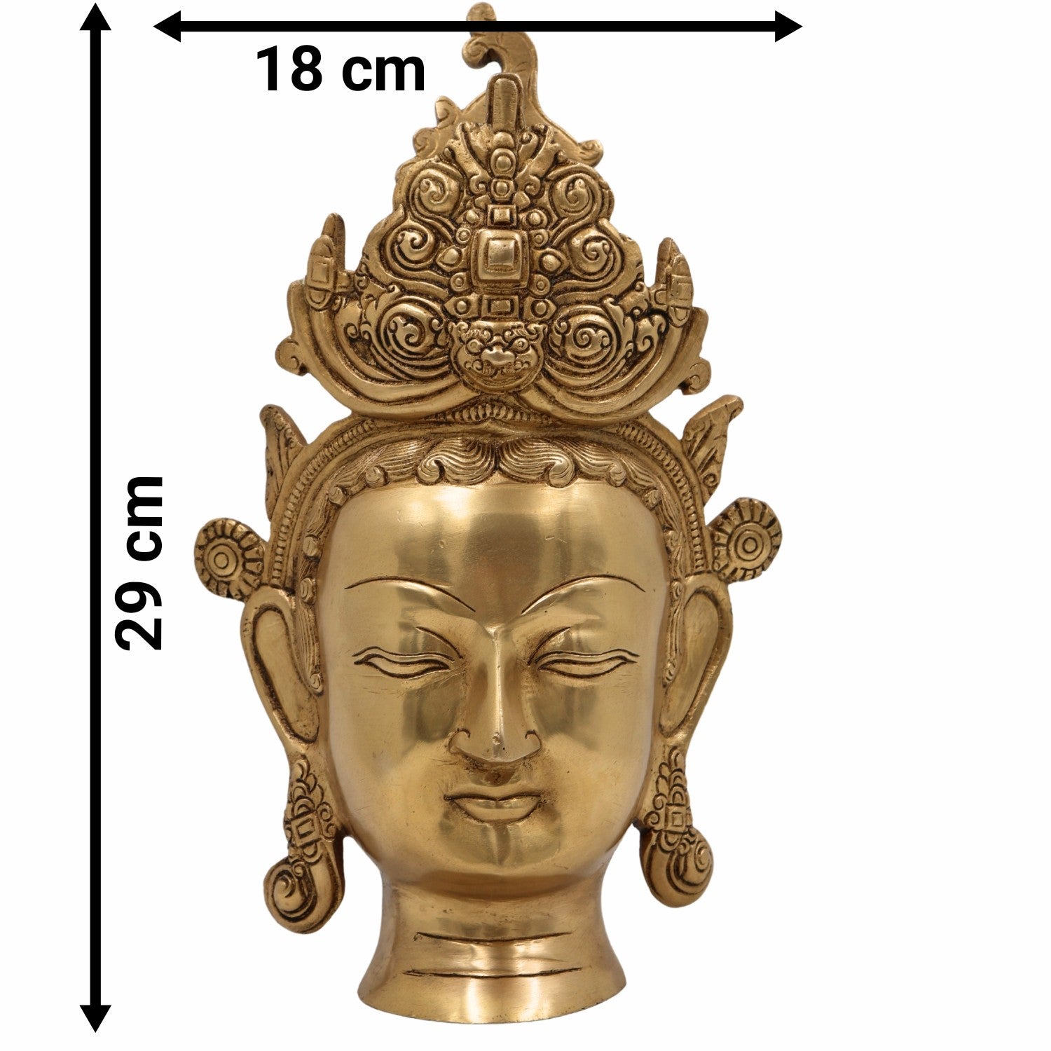 Brass Tara Maa Face Wall Hanging Idol, Ugra Tara, Durga, Neela Saraswati, Mahavidya Devi Sculpture for Home, Temple & Pooja Decor,Gold, 11.5 Inch, 1 Piece