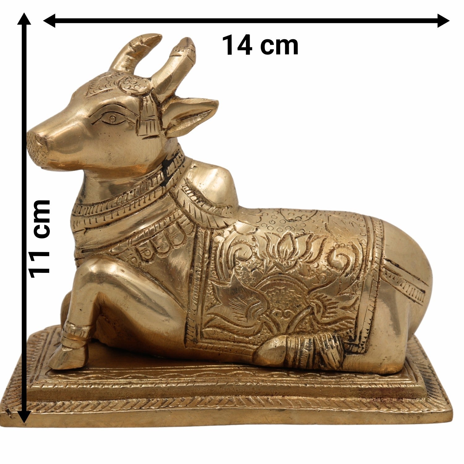 Brass Nandi Idol | Nandikeshwara Murti | Basava Statue | Shiva’s Bull Figurine for Temple, Pooja Room & Home Décor,Gold, 4.5 Inch, 1 Piece