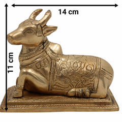 Brass Nandi Idol | Nandikeshwara Murti | Basava Statue | Shiva’s Bull Figurine for Temple, Pooja Room & Home Décor,Gold, 4.5 Inch, 1 Piece