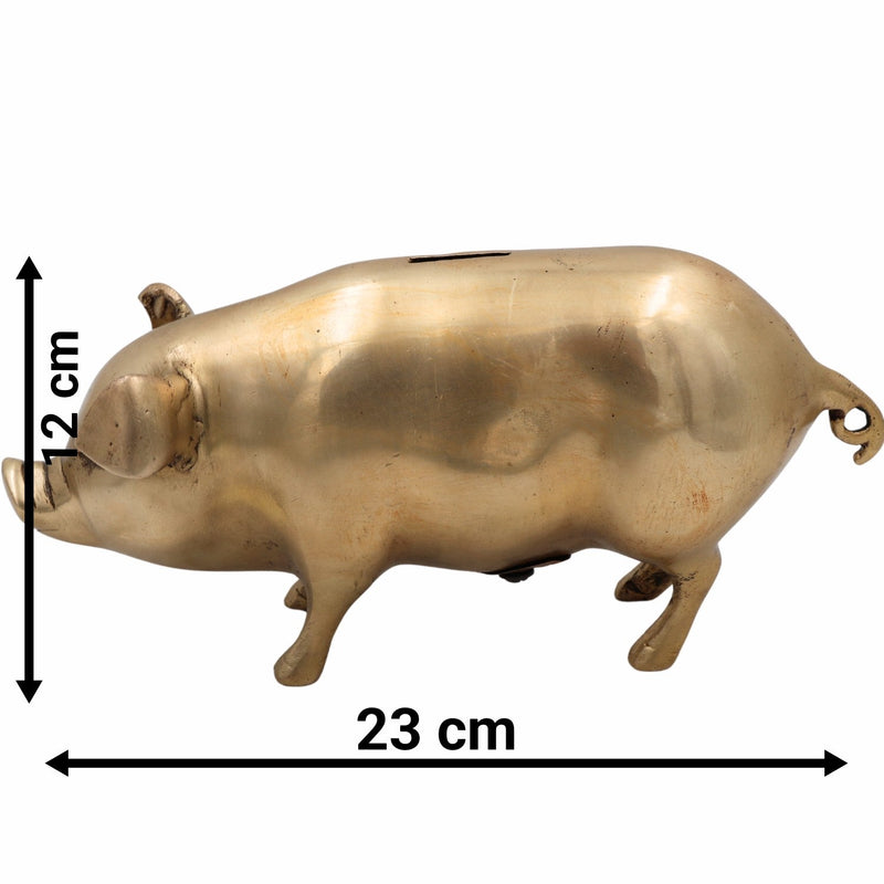 Brass Handcrafted Piggy Bank Idol – Antique Peetal Money Box, Kids Coin Collector, Decorative Murti for Home Decor & Prosperity Gift,Gold, 4.5 Inch, 1 Piece