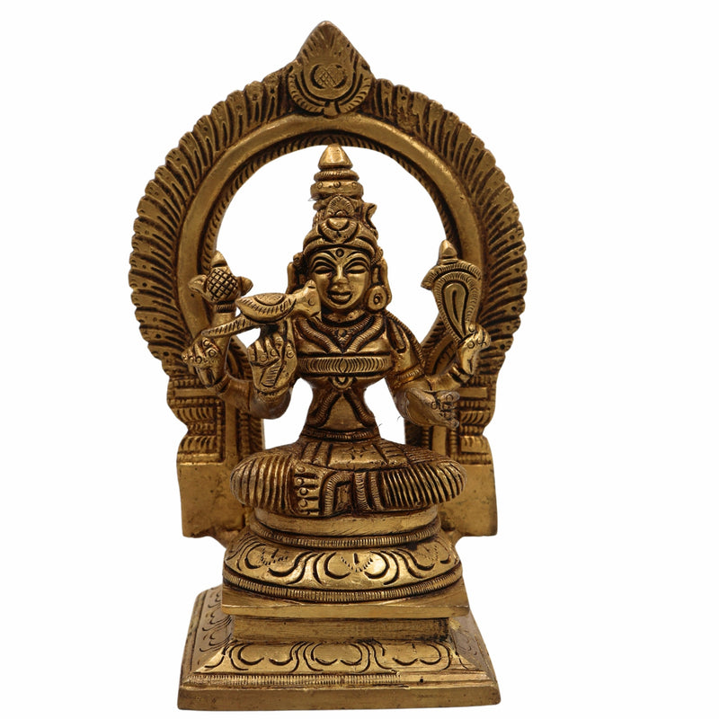 Brass Kamakshi Idol – Kanchi Kamakshi, Tripura Sundari, Kamakhya Devi, Raja Rajeshwari Amman Murti for Pooja & Home Decor,Gold, 6 Inch, 1 Piece