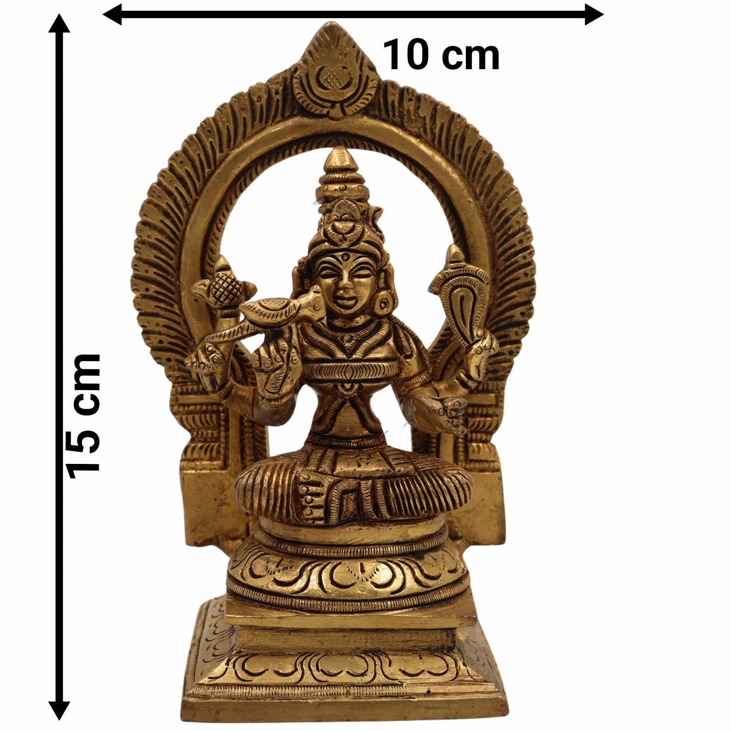 Brass Kamakshi Idol – Kanchi Kamakshi, Tripura Sundari, Kamakhya Devi, Raja Rajeshwari Amman Murti for Pooja & Home Decor,Gold, 6 Inch, 1 Piece