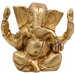 Handcrafted Brass Ganesha Idol | Vinayaka Ganpati Murti for Pooja, Vastu & Decor | Antique Finish Siddhivinayak Ganapati Statue for Home & Gifting,Gold, 4 Inch, 1 Piece