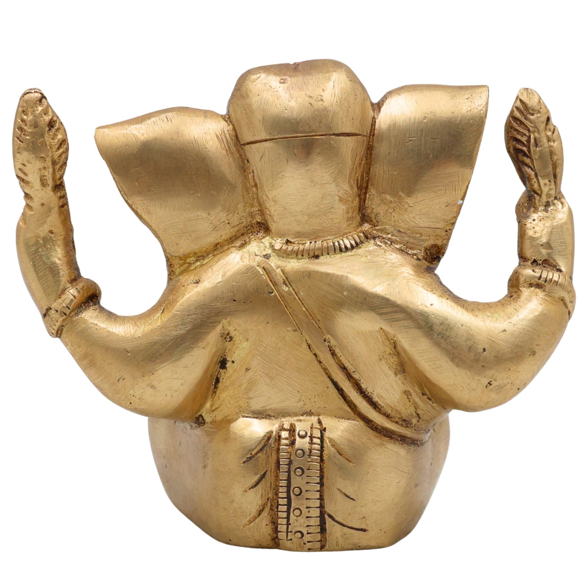 Handcrafted Brass Ganesha Idol | Vinayaka Ganpati Murti for Pooja, Vastu & Decor | Antique Finish Siddhivinayak Ganapati Statue for Home & Gifting,Gold, 4 Inch, 1 Piece