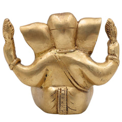 Handcrafted Brass Ganesha Idol | Vinayaka Ganpati Murti for Pooja, Vastu & Decor | Antique Finish Siddhivinayak Ganapati Statue for Home & Gifting,Gold, 4 Inch, 1 Piece