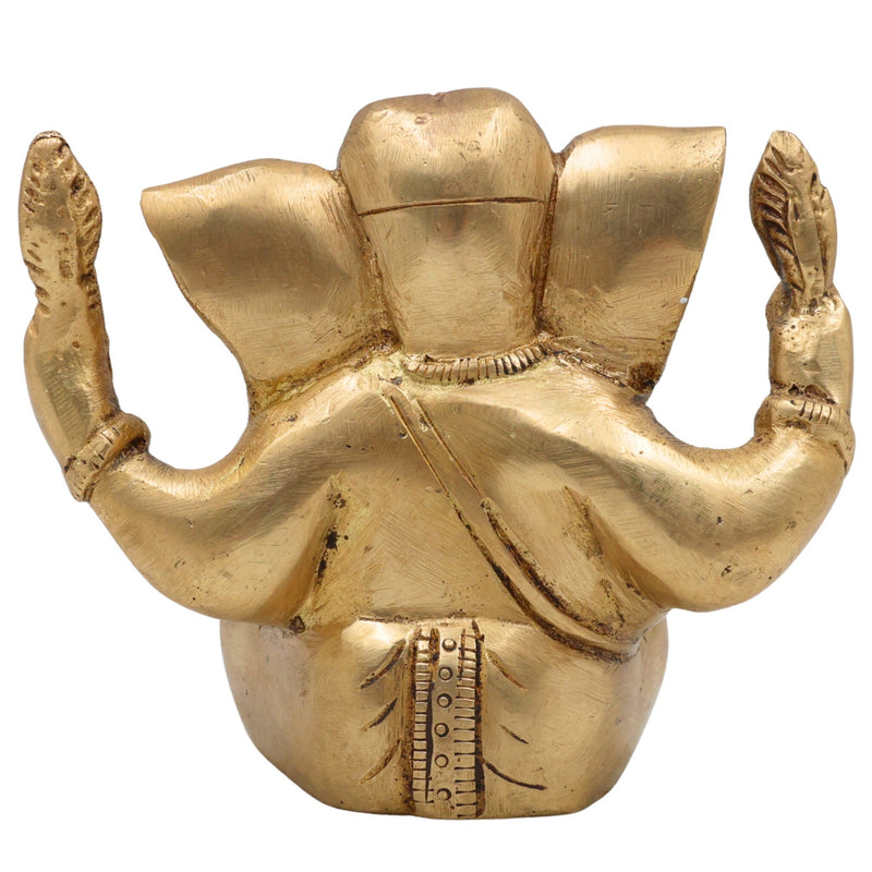 Handcrafted Brass Ganesha Idol | Vinayaka Ganpati Murti for Pooja, Vastu & Decor | Antique Finish Siddhivinayak Ganapati Statue for Home & Gifting,Gold, 4 Inch, 1 Piece