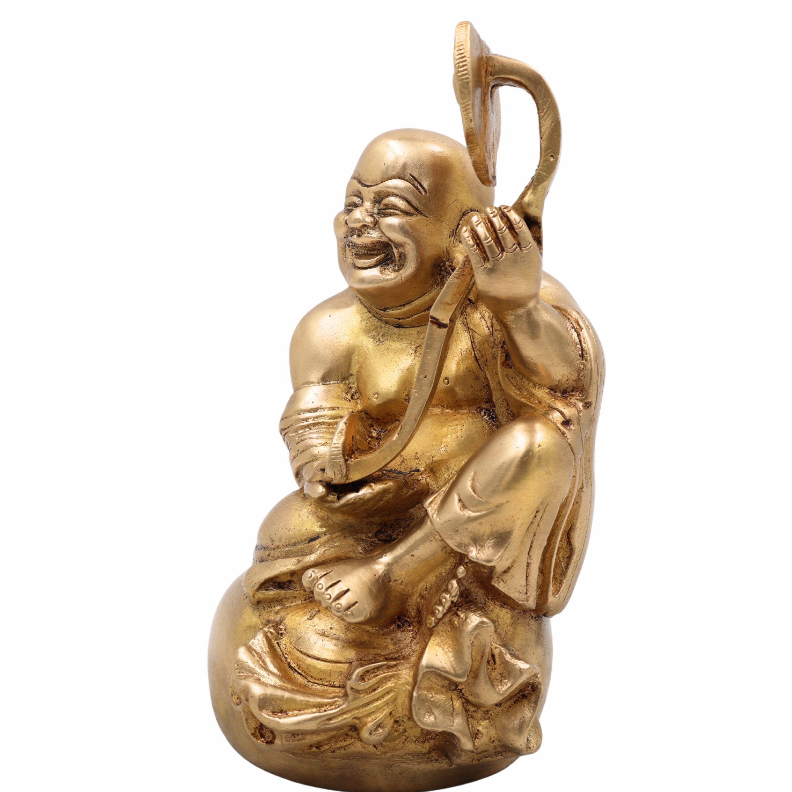 Brass Kubera Idol for Wealth – Vaishravana Dhanapati Kuber Statue | Tibetan Buddhist Kuvera Murti for Home, Office & Vastu,Gold, 8 Inch, 1 Piece