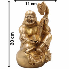 Brass Kubera Idol for Wealth – Vaishravana Dhanapati Kuber Statue | Tibetan Buddhist Kuvera Murti for Home, Office & Vastu,Gold, 8 Inch, 1 Piece