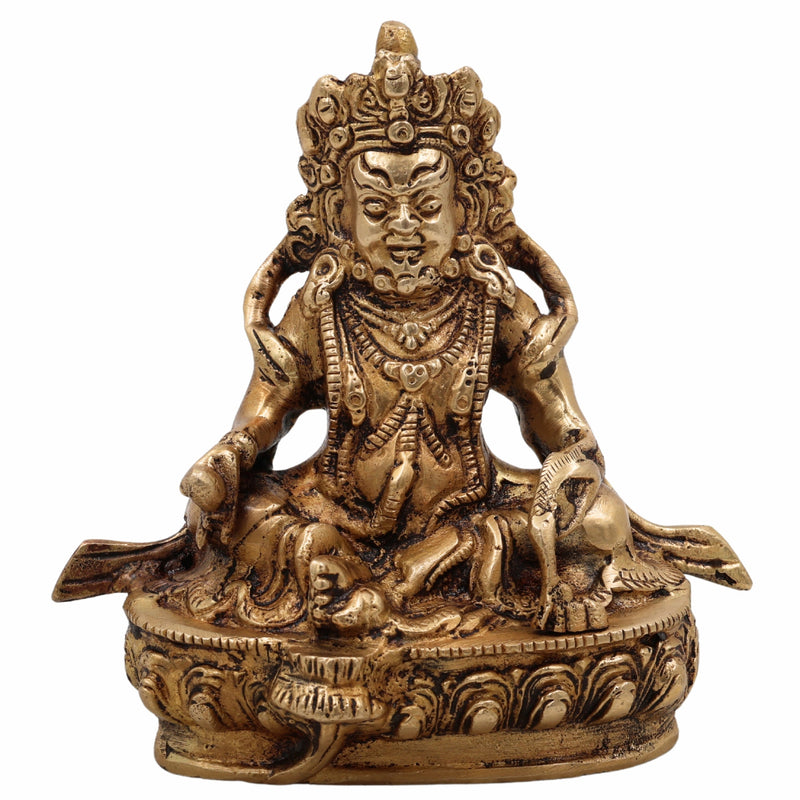 Brass Kubera Idol | Tibetan Buddhist Kuber Murti Kuvera Statue for Wealth, Prosperity, Vastu & Home Decor,Gold, 5.5 Inch, 1 Piece