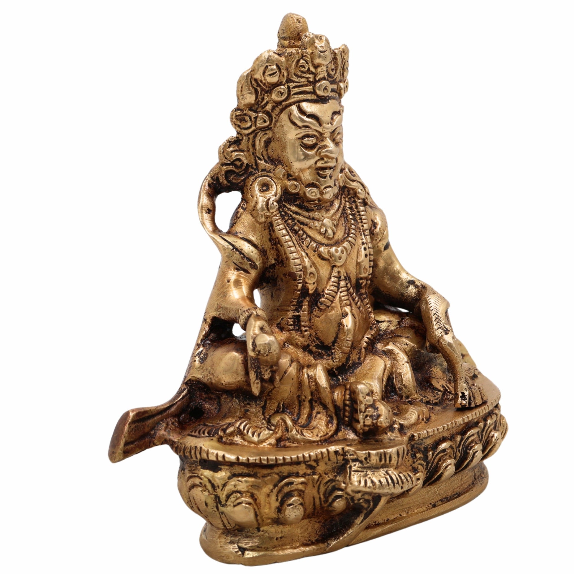 Brass Kubera Idol | Tibetan Buddhist Kuber Murti Kuvera Statue for Wealth, Prosperity, Vastu & Home Decor,Gold, 5.5 Inch, 1 Piece
