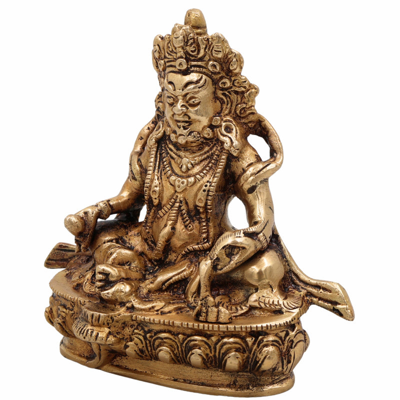 Brass Kubera Idol | Tibetan Buddhist Kuber Murti Kuvera Statue for Wealth, Prosperity, Vastu & Home Decor,Gold, 5.5 Inch, 1 Piece
