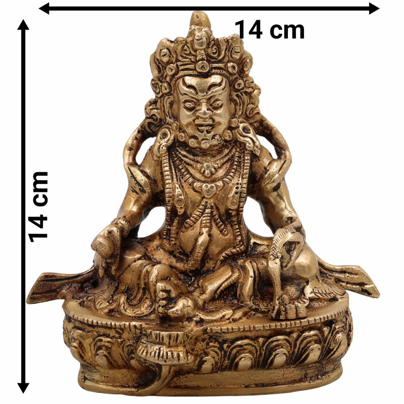 Brass Kubera Idol | Tibetan Buddhist Kuber Murti Kuvera Statue for Wealth, Prosperity, Vastu & Home Decor,Gold, 5.5 Inch, 1 Piece