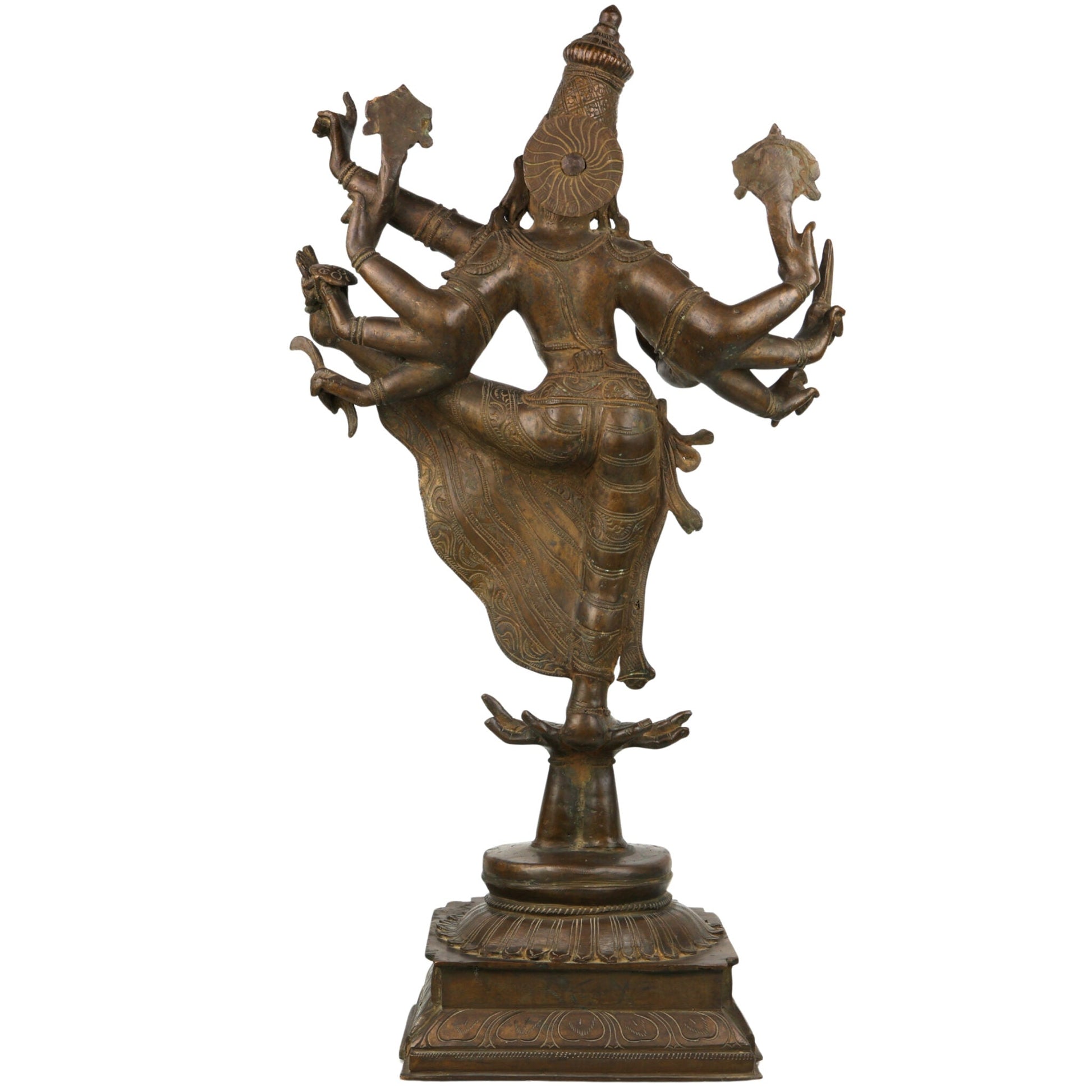 Bronze Panchaloha Vishnu Idol | Dancing Narayana Trivikrama Statue | Handcrafted Chola Style Govinda Murti for Temple & Home Decor,Brown, 30 Inch, 1 Piece