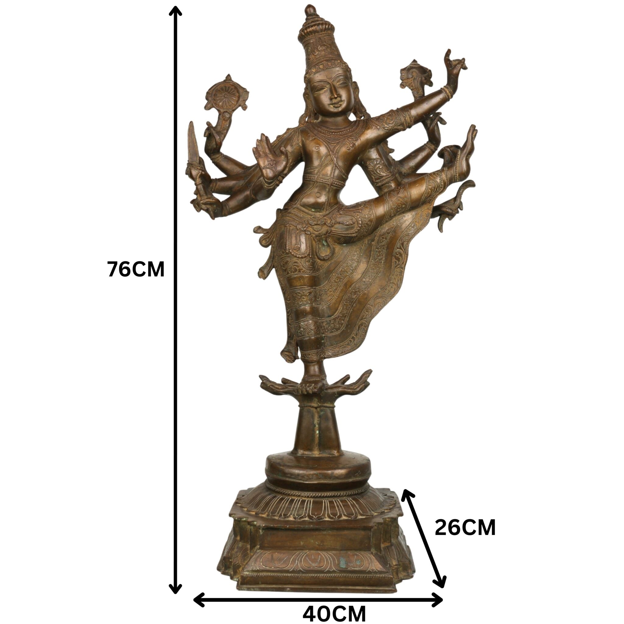 Bronze Panchaloha Vishnu Idol | Dancing Narayana Trivikrama Statue | Handcrafted Chola Style Govinda Murti for Temple & Home Decor,Brown, 30 Inch, 1 Piece
