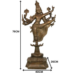 Bronze Panchaloha Vishnu Idol | Dancing Narayana Trivikrama Statue | Handcrafted Chola Style Govinda Murti for Temple & Home Decor,Brown, 30 Inch, 1 Piece