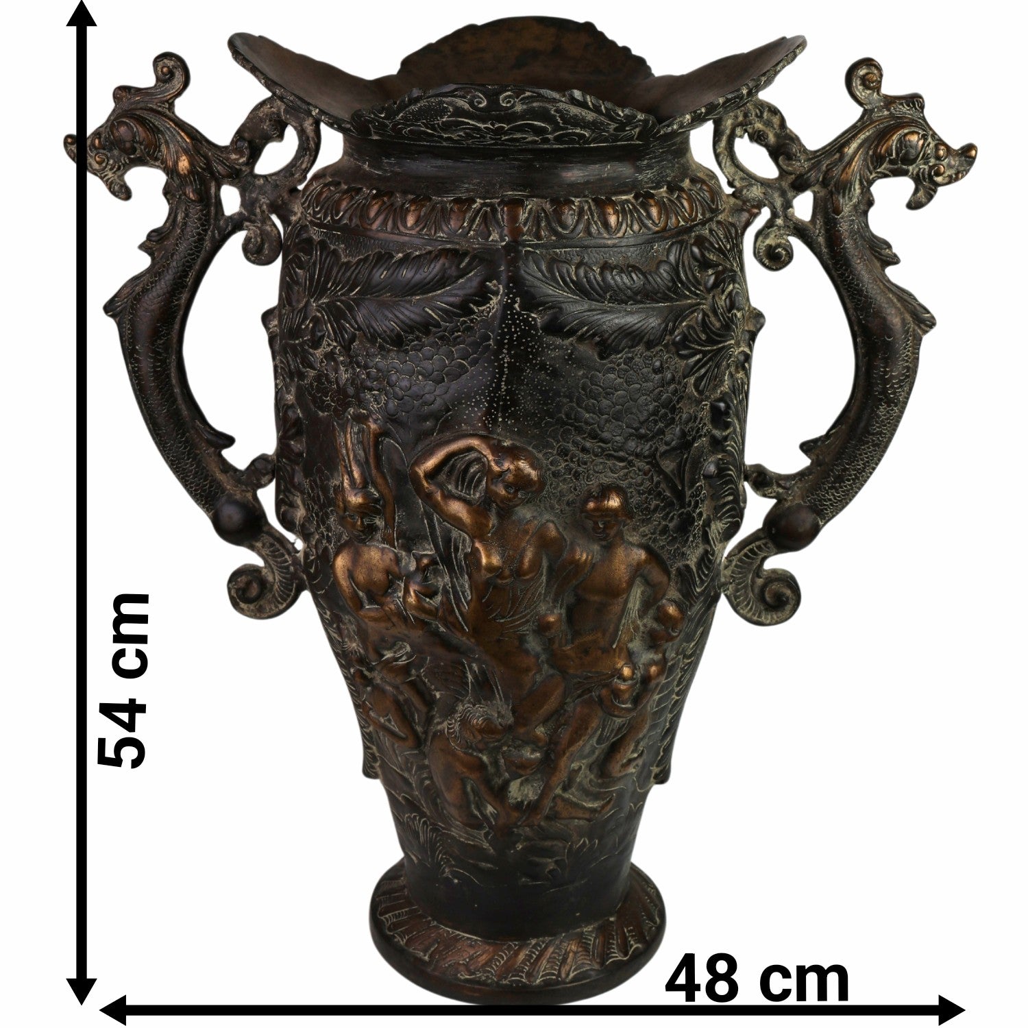 Handcrafted Brass Planter Pot,  Antique Pittal Ka Katora for Murti, Moorti, Vigraha, Pratima, Devara, Temple & Home Décor,Brown, 21.5 Inch, 1 Piece