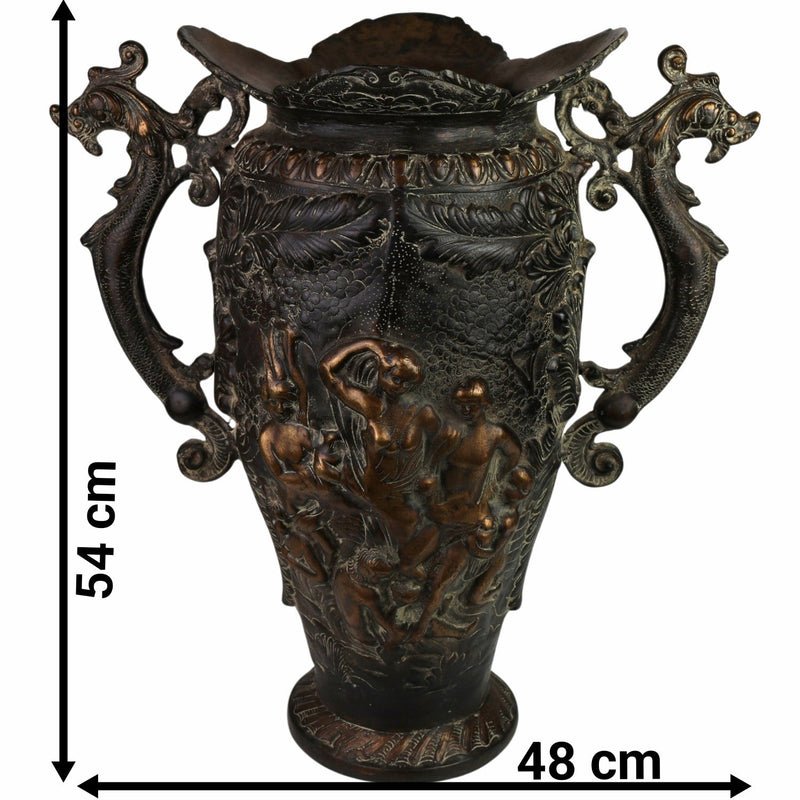 Handcrafted Brass Planter Pot,  Antique Pittal Ka Katora for Murti, Moorti, Vigraha, Pratima, Devara, Temple & Home Décor,Brown, 21.5 Inch, 1 Piece