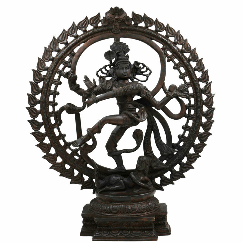 Handcrafted Brass Nataraja Idol – Shiva Nataraj Tandava Murti | Chola Style Dancing Shiva Statue for Home Temple, Pooja & Vastu Decor,Black, 21 Inch, 1 Piece