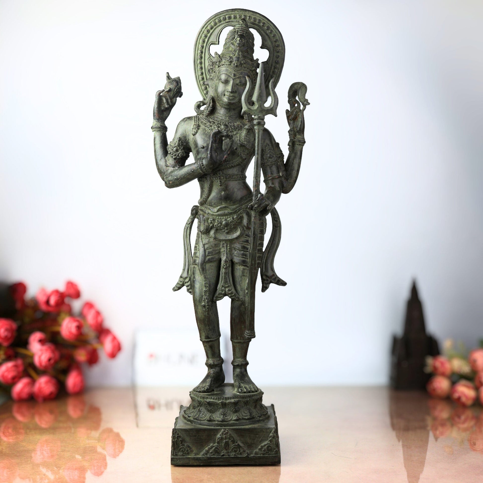 Brass Shiva Idol – Mahadev, Bholenath, Adiyogi, Nataraja, Rudra Murti for Home Temple, Pooja, Decor & Gift,Gold, 21.5 Inch, 1 Piece