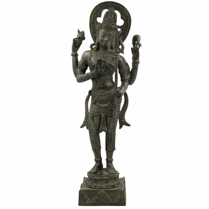 Brass Shiva Idol – Mahadev, Bholenath, Adiyogi, Nataraja, Rudra Murti for Home Temple, Pooja, Decor & Gift,Gold, 21.5 Inch, 1 Piece