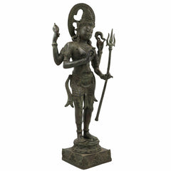 Brass Shiva Idol – Mahadev, Bholenath, Adiyogi, Nataraja, Rudra Murti for Home Temple, Pooja, Decor & Gift,Gold, 21.5 Inch, 1 Piece