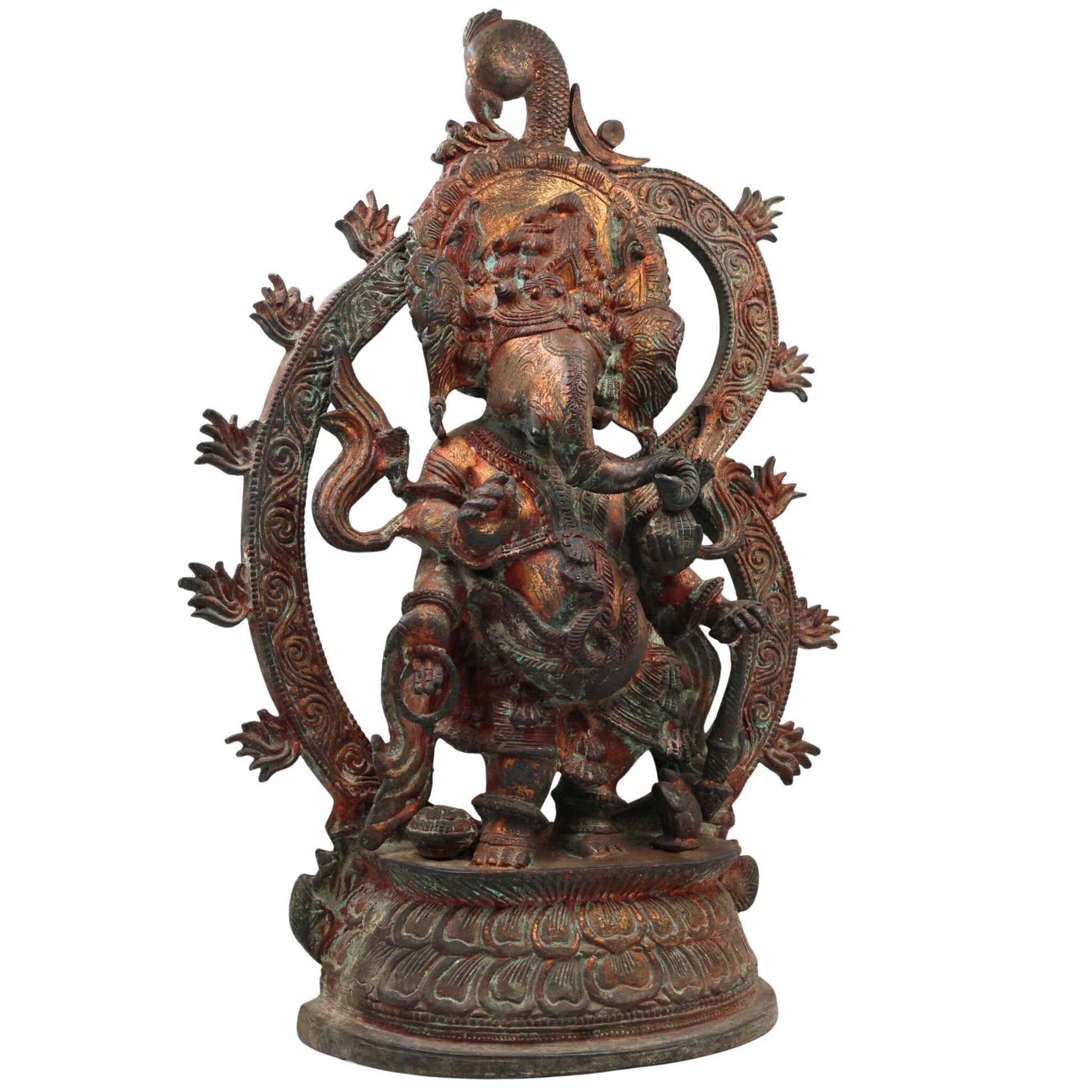 Handcrafted Brass Ganesha Idol | Ganapati Vinayaka Murti | Vighnaharta Siddhivinayak Statue for Home Temple Decor & Gifts,Brown, 20.5 Inch, 1 Piece