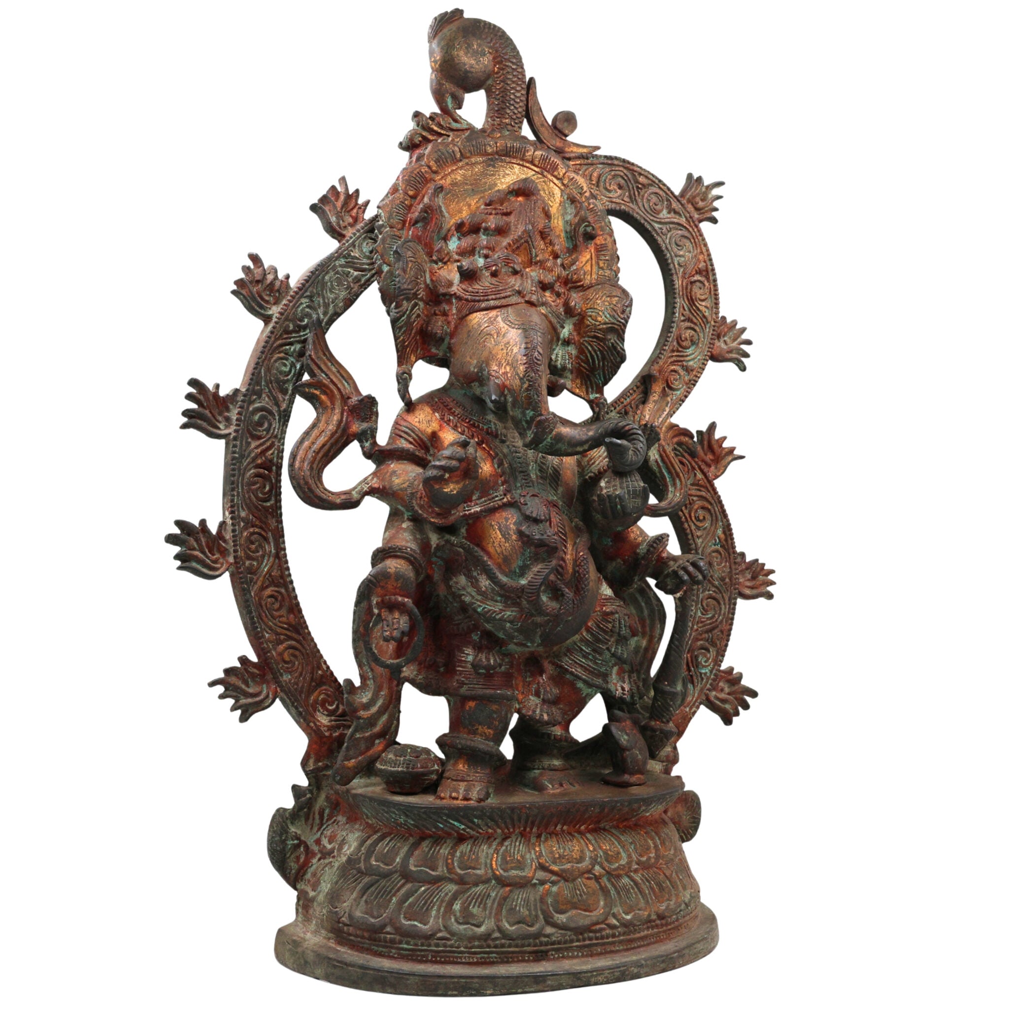 Handcrafted Brass Ganesha Idol | Ganapati Vinayaka Murti | Vighnaharta Siddhivinayak Statue for Home Temple Decor & Gifts,Brown, 20.5 Inch, 1 Piece